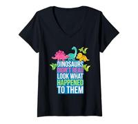Mujer Los Dinosaurios no leyeron Mira lo Que Les pasó a Ellos Maestro Camiseta Cuello V
