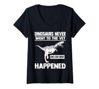 Mujer Los dinosaurios nunca fueron al veterinario y se ven graciosos veterinarios Camiseta Cuello V
