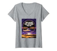 Mujer Los Dioses Volverán 432 Hz Anunnaki Camiseta Cuello V