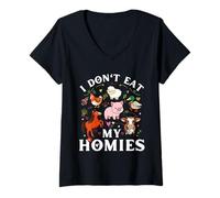 Mujer Los Divertidos Amantes de los Veganos y Vegetarianos de I Don't Eat Homies Camiseta Cuello V