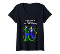 Mujer Los Doce Días de Navidad Diseños Coloridos Camiseta Cuello V