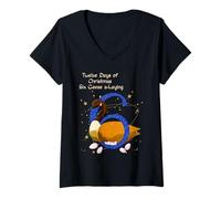 Mujer Los Doce Días de Navidad Diseños Coloridos Camiseta Cuello V