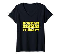 Mujer Los Dramas Coreanos Son mi Terapia/K-Drama Korea Series, KPOP Camiseta Cuello V