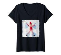 Mujer Los Elfos se portan Mal Haciendo Navidad a Snow Angel Camiseta Cuello V