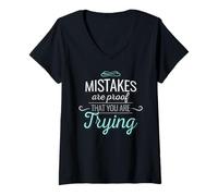 Mujer Los Errores Son Prueba de Que estás intentando una Cita Motivacional Camiseta Cuello V