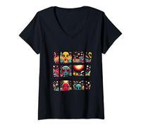 Mujer Los extraterrestres del espacio toman selfies intergalácticos haciendo caras divertidas Camiseta Cuello V