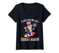 Mujer Los fuegos artificiales patrióticos de Donald Trump vuelven a ser grandiosos el 4 de julio Camiseta Cuello V