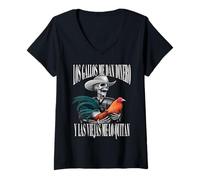Mujer Los Gallos Me Dan Dinero, Las Mujeres Me Lo Quitan Camiseta Cuello V
