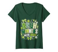 Mujer Los ganadores de Green Field Day Team Bruh Visten a un Estudiante Maestro Verde Camiseta Cuello V
