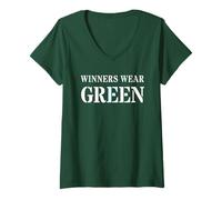 Mujer LOS GANADORES USAN VERDE Campamento de Verano Juego de Guerra Camiseta Cuello V