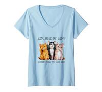 Mujer Los Gatos me Hacen Feliz Los Humanos me Hacen daño la Cabeza Gato Mamá Camiseta Cuello V