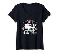 Mujer Los Gatos Nos eligieron, no los poseemos. Camiseta Cuello V