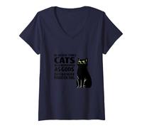Mujer Los Gatos Nunca olvidaron Que Eran Dioses Camiseta Cuello V