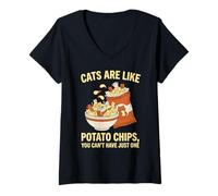 Mujer Los Gatos Son como Papas Fritas Que no Puedes Tener Solo un Gato Divertido Camiseta Cuello V