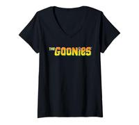 Mujer Los Goonies Movie Logo Friends Adventure Fun clásico de los 80 y 90 Camiseta Cuello V