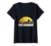 Mujer Los Goonies Movie Logo Friends Character Art, clásico de los 80 y 90 Camiseta Cuello V