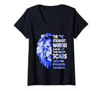 Mujer Los Guerreros de cáncer colorrectal más Fuertes Tienen más Cicatrices Camiseta Cuello V