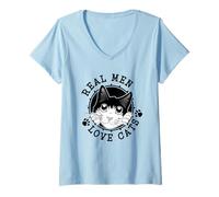 Mujer Los Hombres de Verdad aman a los Gatos para papás o Madres o Cualquier Persona de Gato Camiseta Cuello V