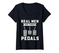 Mujer Los hombres de verdad usan tres pedales divertido conductor manual mecánico de automóviles Camiseta Cuello V