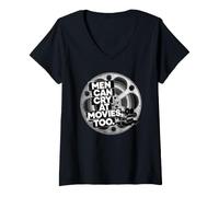 Mujer Los Hombres Pueden Llorar en Las películas Too B&W Classic Film Reel Canister Camiseta Cuello V