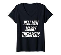 Mujer Los Hombres Reales se Casan con terapeutas Futuro Esposo Terapeuta Esposa Camiseta Cuello V