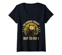 Mujer Los horrores persisten pero también lo hago retro vintage vaquero zarigüeya Camiseta Cuello V