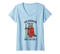 Mujer Los horrores persisten, Pero yo también lo Hago Divertido Mapache del Tarot Salvaje Camiseta Cuello V