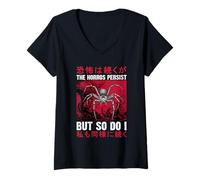 Mujer Los horrores persisten, Pero yo también lo Hago Spider Vintage Horror Camiseta Cuello V
