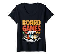 Mujer Los Juegos de Mesa Son mi Plan de jubilación Juego Divertido Amante Nocturno Camiseta Cuello V