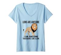 Mujer Los Leones Son Impresionantes Soy Impresionante por lo Tanto Soy Un León Camiseta Cuello V