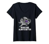 Mujer Los Libros Siempre Son Mejores Citas positivas Positividad del ratón de Biblioteca Camiseta Cuello V