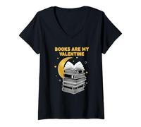 Mujer Los Libros Son mi San Valentín Lindo Amante de los Libros Día Camiseta Cuello V
