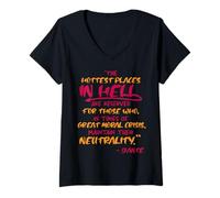Mujer Los lugares más calientes del infierno mantienen la neutralidad Dante Cita Camiseta Cuello V
