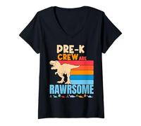 Mujer Los Maestros de Preescolar de Pre-K Crew Son Dinosaurios increíbles Camiseta Cuello V