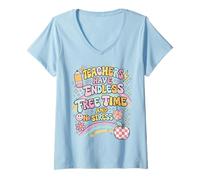 Mujer Los Maestros Tienen un Tiempo Libre sin Fin y sin estrés Ironía del educador Camiseta Cuello V