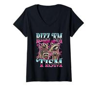 Mujer Los mapaches del Autismo Rizz Em con el Meme del Mapache del 'Tism Autistic Camiseta Cuello V