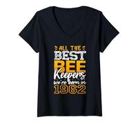 Mujer Los Mejores apicultores Nacidos en 1962 Fun Beekeeper 60 cumpleaños Camiseta Cuello V