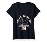Mujer Los Mejores arquitectos Nacen en Junio Regalo de cumpleaños Camiseta Cuello V
