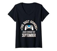 Mujer Los Mejores Jugadores Nacen en septiembre Gamer Regalo de cumpleaños Gaming Camiseta Cuello V