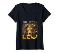 Mujer Los Mejores Nacen como Leo Orgulloso Un León Julio Agosto Cumpleaños Camiseta Cuello V