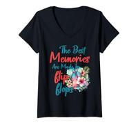 Mujer Los mejores recuerdos Chanclas Vacaciones de verano Vintage Love Camiseta Cuello V