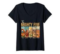 Mujer Los Mighty Five National Parks Utah Souvenir Vintage Camiseta Cuello V