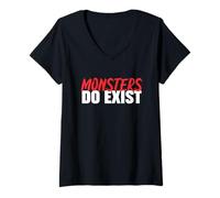 Mujer Los Monstruos sí existen, Divertido, Entrenamiento, Fitness, Humor Camiseta Cuello V