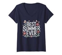 Mujer Los niños MEJOR VERANO DE LA HISTORIA Senderismo Primos Vacaciones Vi Camiseta Cuello V