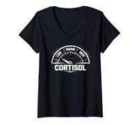 Mujer Los Niveles Bajos de cortisol Meme no Pueden Aumentar mi Humor de cortisol Camiseta Cuello V