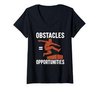 Mujer Los obstáculos Son oportunidades Parkour Free Running Gimnasia Camiseta Cuello V