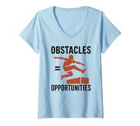 Mujer Los obstáculos Son oportunidades Parkour Free Running Gimnasia Camiseta Cuello V