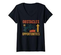 Mujer Los obstáculos Son oportunidades Parkour Free Running Gimnasia Camiseta Cuello V