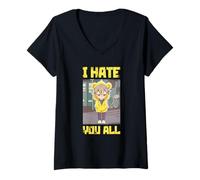Mujer Los odio a todos La gente no es un gran Fan Anime Camiseta Cuello V