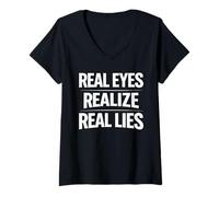 Mujer Los Ojos Reales se Dan Cuenta de mentiras Reales Conciencia Verdad Pensador crítico Camiseta Cuello V